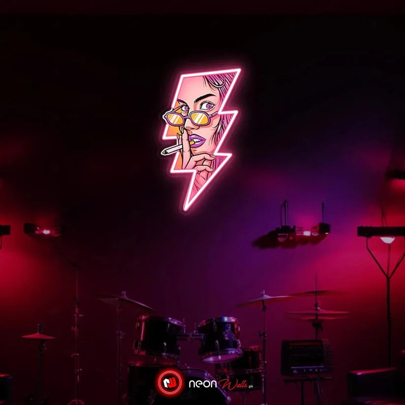 Women Face GTA Style In Lightning UV Neon Sign ⚡ – Bold, Electrifying Decor!